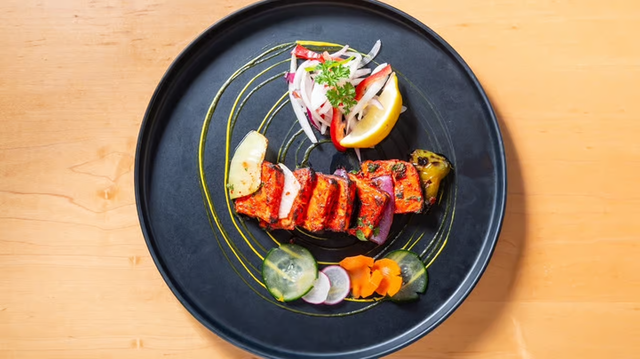 Tandoori Achari Paneer Tikka.